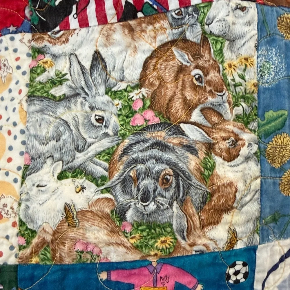 Small hand crafted patchwork child theme quilt